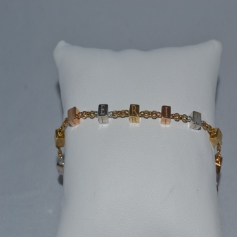 Bracciale in oro bianco, giallo e rosa